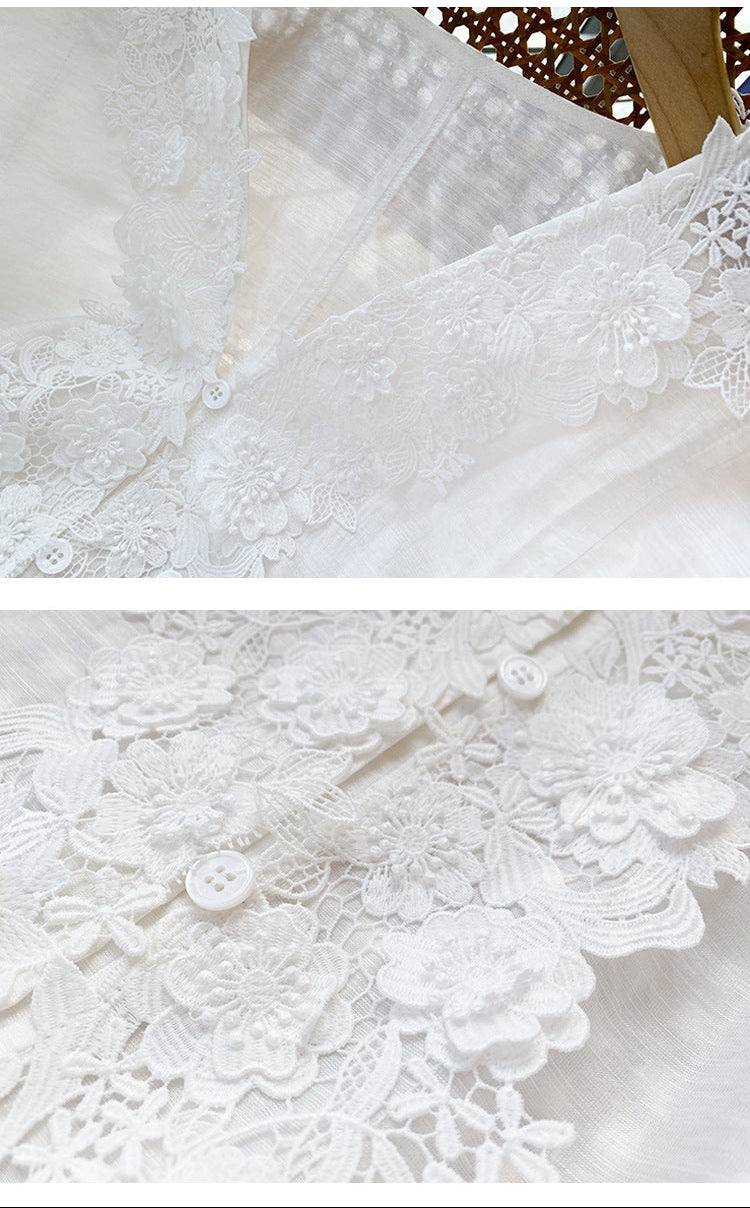Linen Blend 3D Embroidered Shirt