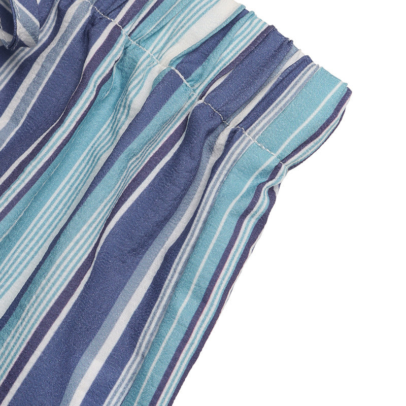 Striped Elastic Waist Wide-Leg Pants