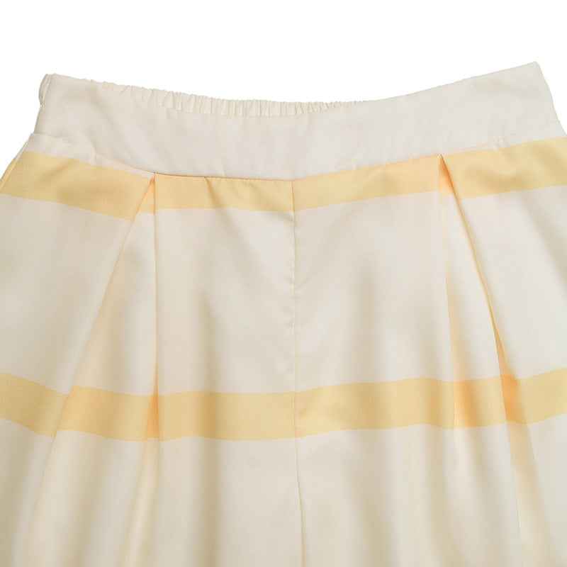Striped High Waist Big Swing Skirt