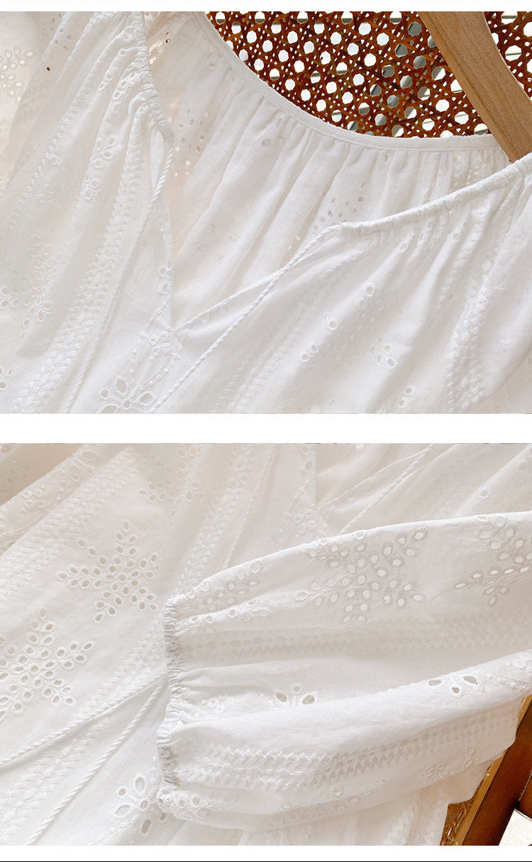 Pure Cotton Short-Sleeve Cutout Dress